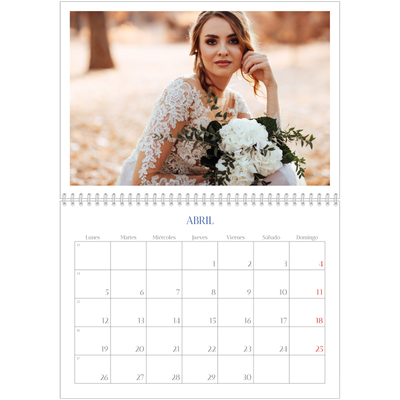 Calendario personalizado doble A4 — Clásico cobalto [Abril]