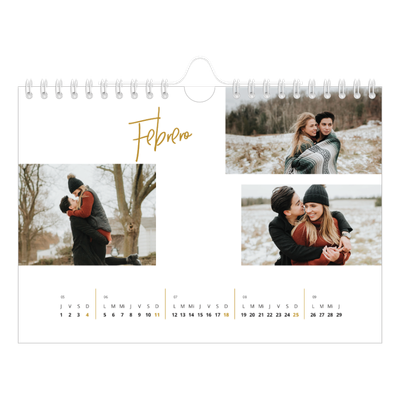 Calendario personalizado A5 — Rotulador dorado [Febrero]