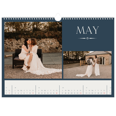 Calendario A3 horizontal — Pizarra y caligrafía [Mayo]