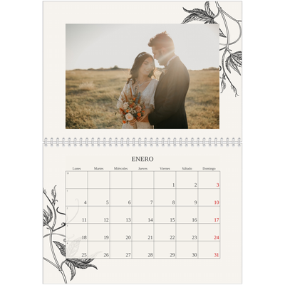 Calendario personalizado doble A4 — Tinta y hiedra [Enero]