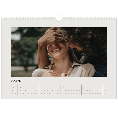 Calendario A3 horizontal — Marfil simple [Marzo]
