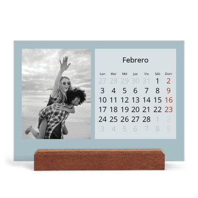 Calendario de mesa con base de madera - apaisado  — Neo Scandi [Febrero]