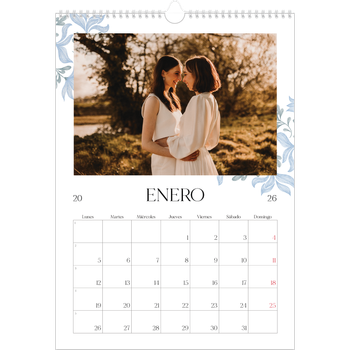 Calendario personalizado A3 — Romance en blanco y azul