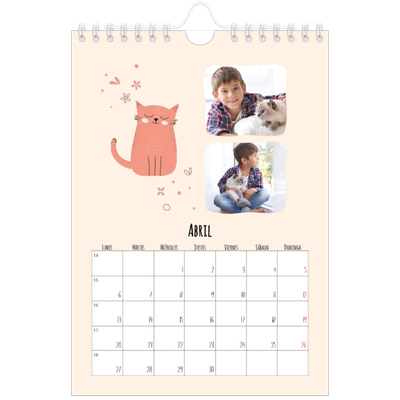 Calendario personalizado A5 — Gatos y garabatos [Abril]