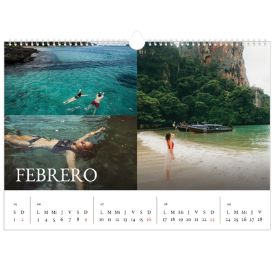 Calendario A3 horizontal — Serif sencillo [Febrero]