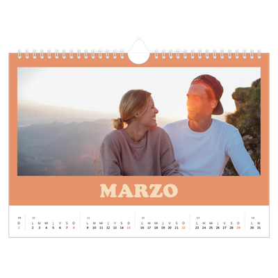 Calendario A4 horizontal — Marcos retro [Marzo]