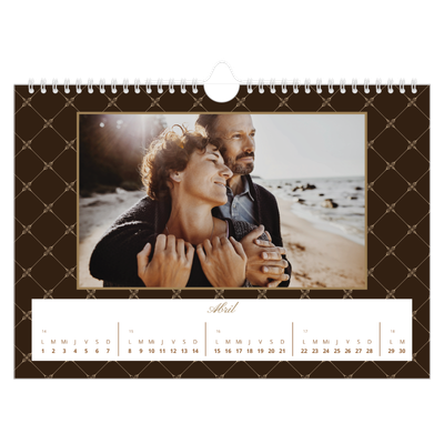 Calendario A4 horizontal — Vintage monocromo [Abril]