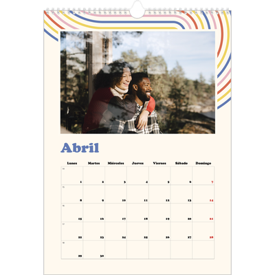Calendarios A3 — Líneas retro [Abril]