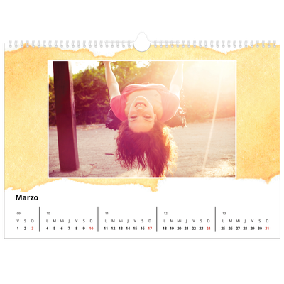 Calendario A3 horizontal — Fondos de acuarela [Marzo]