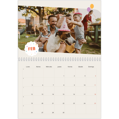 Calendario personalizado doble A4 — Cumpleaños icónico [Febrero]