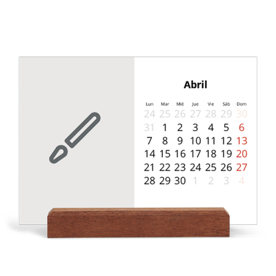 Calendario de mesa con base de madera - apaisado  — Diseña tu producto [Abril]