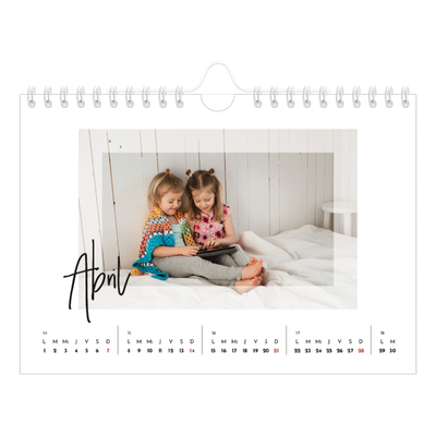 Calendario personalizado A5 — Marco transparente [Abril]
