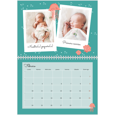 Calendario personalizado doble A4 — Animalitos [Febrero]
