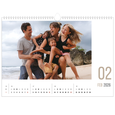 Calendario A3 horizontal — Meses numerados [Febrero]