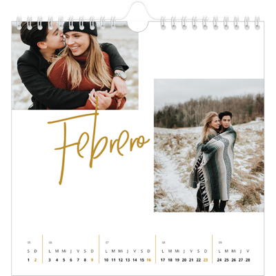 Calendarios Cuadrados — Rotulador dorado [Febrero]