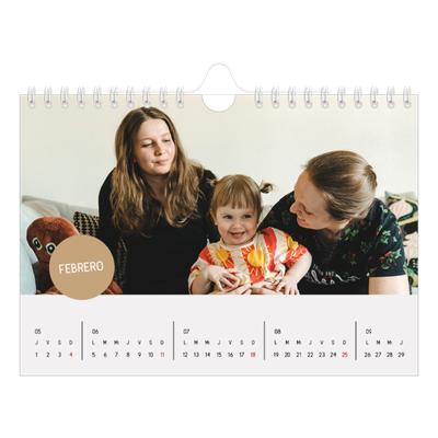 Calendario personalizado A5 — Pegatina de foto [Febrero]