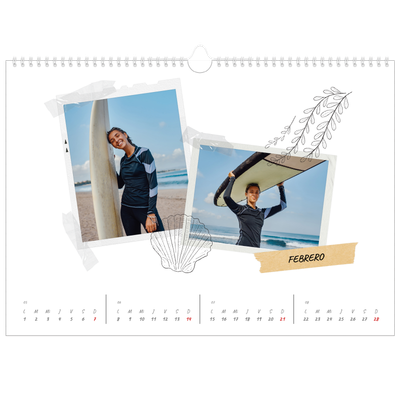 Calendario A3 horizontal — Scrapbook con estilo [Febrero]