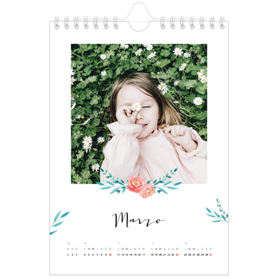 Calendario personalizado A5 — Ilustraciones de flores [Marzo]