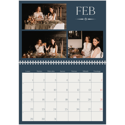 Calendario personalizado doble A4 — Pizarra y caligrafía [Febrero]