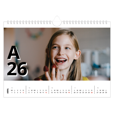 Calendario A4 horizontal — Estilo de letra [Abril]