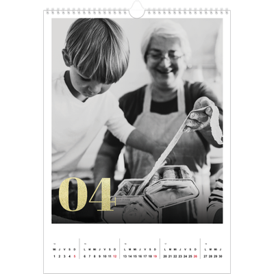 Calendarios A3 — Números grandes de purpurina [Abril]