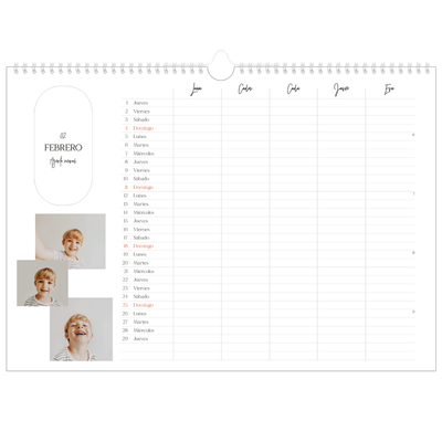 Planificador A3 horizontal — Planificador familiar Haciendo planes - Familia de 5 [Febrero]