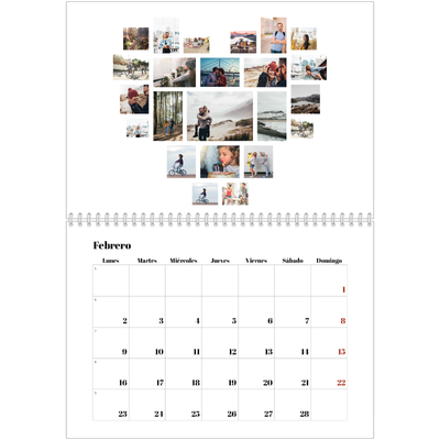 Calendario personalizado doble A4 — Formas de collage [Febrero]
