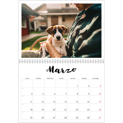 Calendario personalizado doble A4 — Escrito a mano [Marzo]