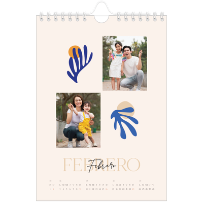 Calendario personalizado A5 — Coral minimalista [Febrero]