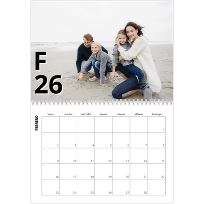 Calendario personalizado doble A4 — Estilo de letra [Febrero]