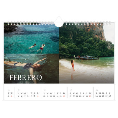 Calendario A4 horizontal — Serif sencillo [Febrero]