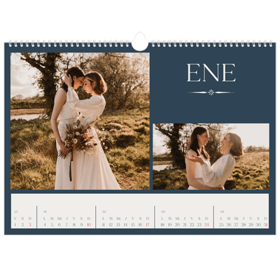 Calendario A3 horizontal — Pizarra y caligrafía [Enero]