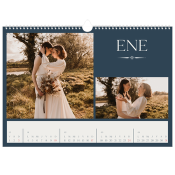 Calendario personalizado A3 horizontal  — Pizarra y caligrafía