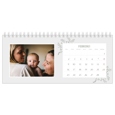 Calendarios de mesa — Flores dibujadas [Febrero]