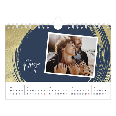 Calendario personalizado A5 — Fondos de pincel dorado [portada]