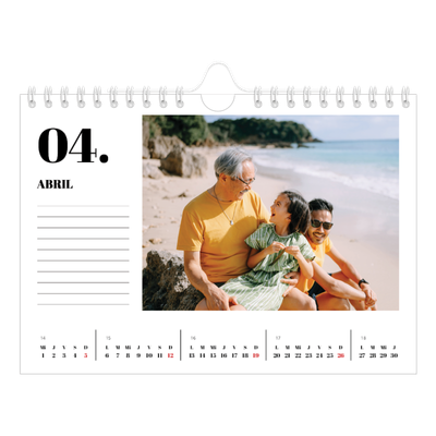 Calendario personalizado A5 — Serif y momentos [Abril]
