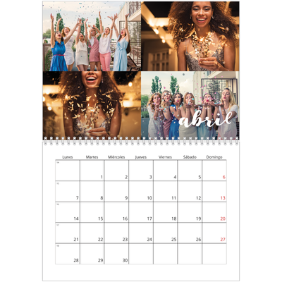 Calendario personalizado doble A4 — Guión sencillo [Abril]
