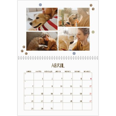Calendario personalizado doble A4 — Cachorro juguetón [Abril]