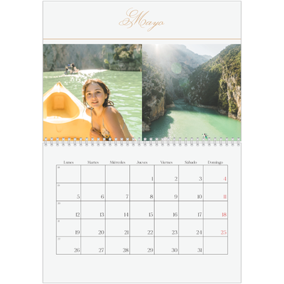 Calendario personalizado doble A4 — Banner de texto dorado [portada]
