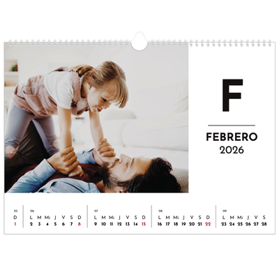 Calendario A3 horizontal — Letra destacada [Febrero]