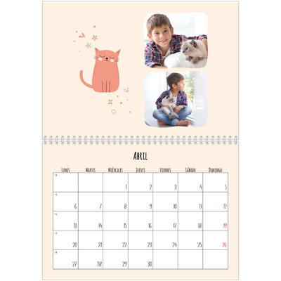 Calendario personalizado doble A4 — Gatos y garabatos [Abril]