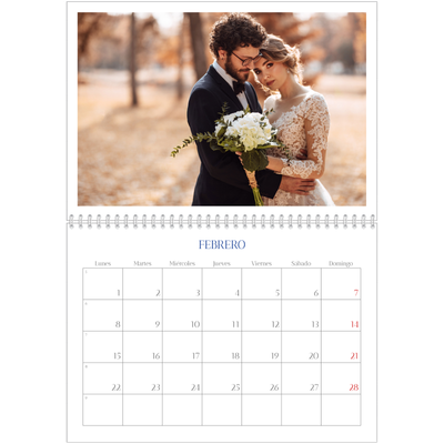 Calendario personalizado doble A4 — Clásico cobalto [Febrero]