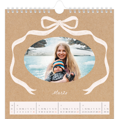 Calendarios Cuadrados — Papel kraft y lazo [Marzo]