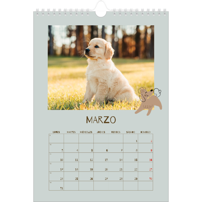 Calendario personalizado A4 — Cachorro juguetón [Marzo]