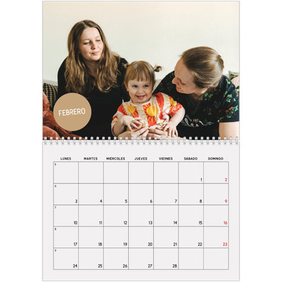 Calendario personalizado doble A4 — Pegatina de foto [Febrero]