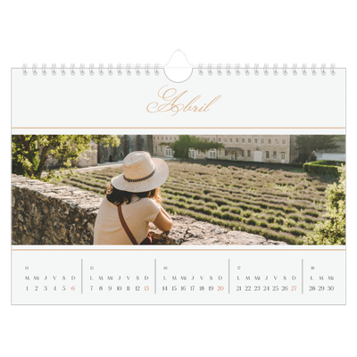 Calendario A4 horizontal — Banner de texto dorado [Abril]