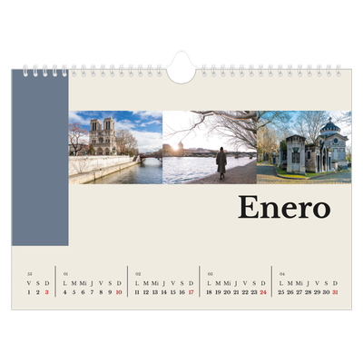 Calendario A4 horizontal — Lugares del mundo [Enero]