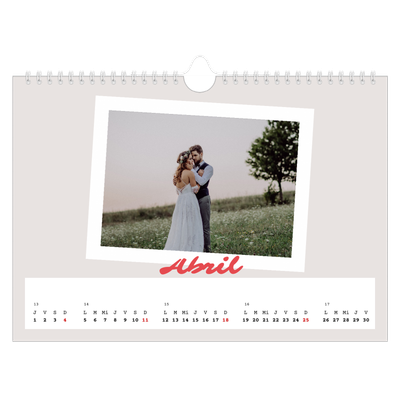 Calendario A4 horizontal — Firmado en carmín [Abril]