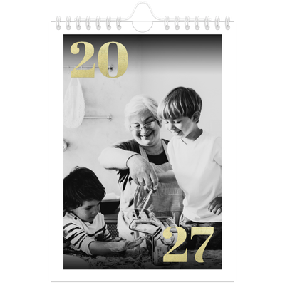 Calendario personalizado A5 — Números grandes de purpurina [portada]