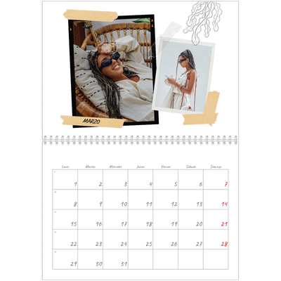 Calendario personalizado doble A4 — Scrapbook con estilo [Marzo]